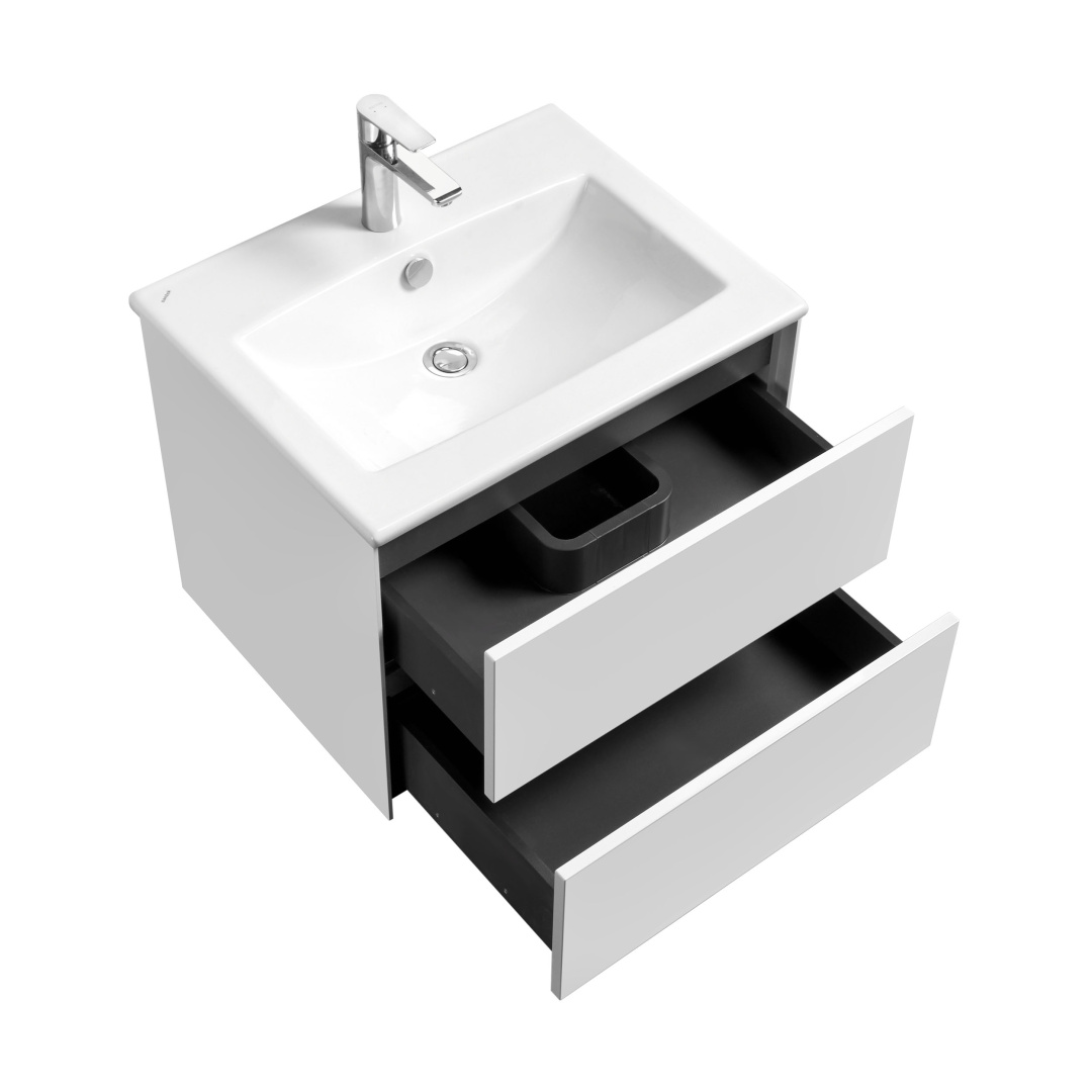 Комплект мебели для ванной Aquaton Сохо 60 Белый глянец с раковиной Элина 60 1A2580K2AJ010