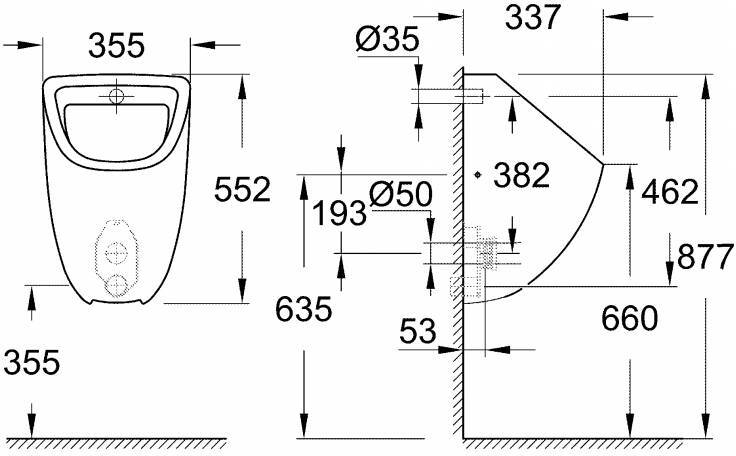 Писсуар GROHE Bau Ceramic скрытый монтаж 39438000