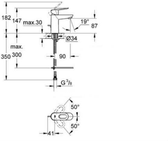 Смеситель для раковины GROHE BauLoop гладкий корпус хром 23337000