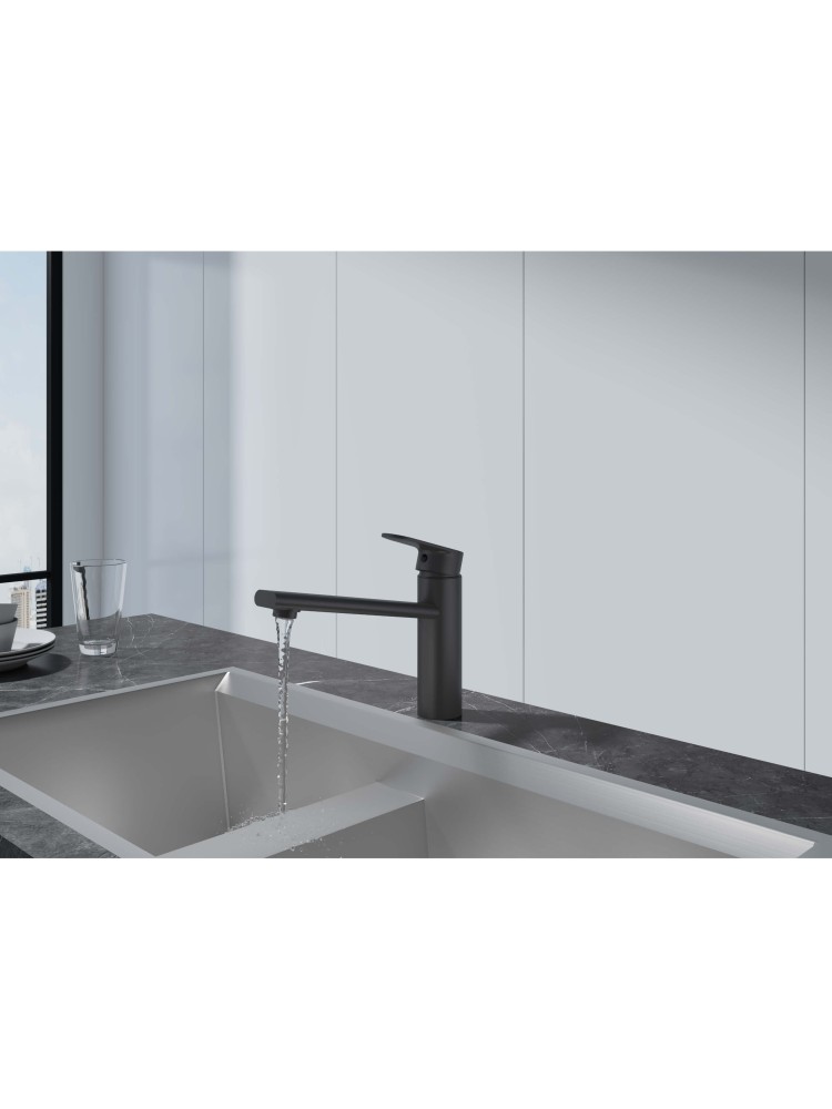 Смеситель для кухни Aquanet Ника матовый черный AQ1880MB