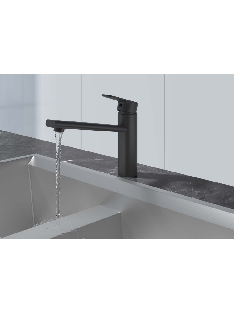 Смеситель для кухни Aquanet Ника матовый черный AQ1880MB