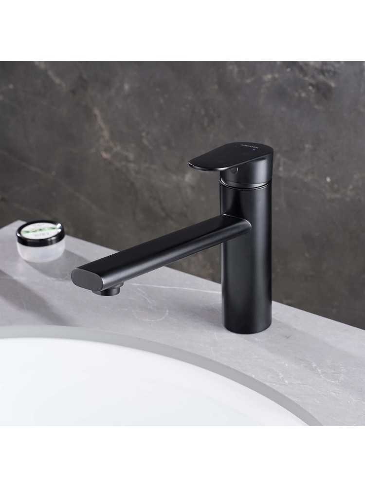 Смеситель для кухни Aquanet Ника матовый черный AQ1880MB