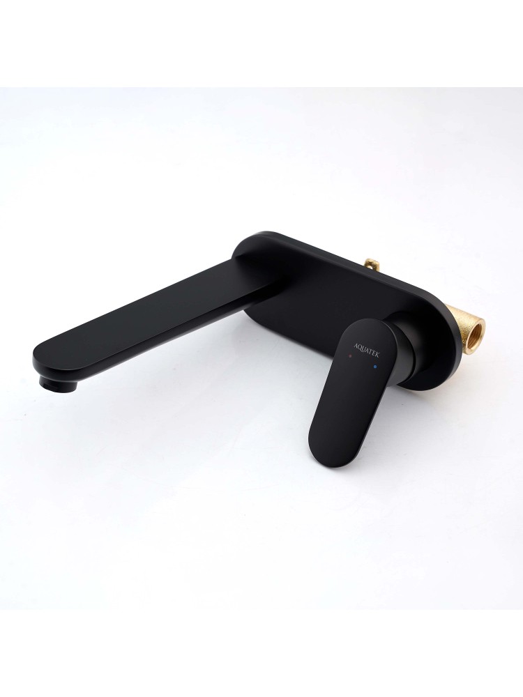 Смеситель для раковины Aquanet Ника настенный скрытого монтажа матовый черный AQ1813MB