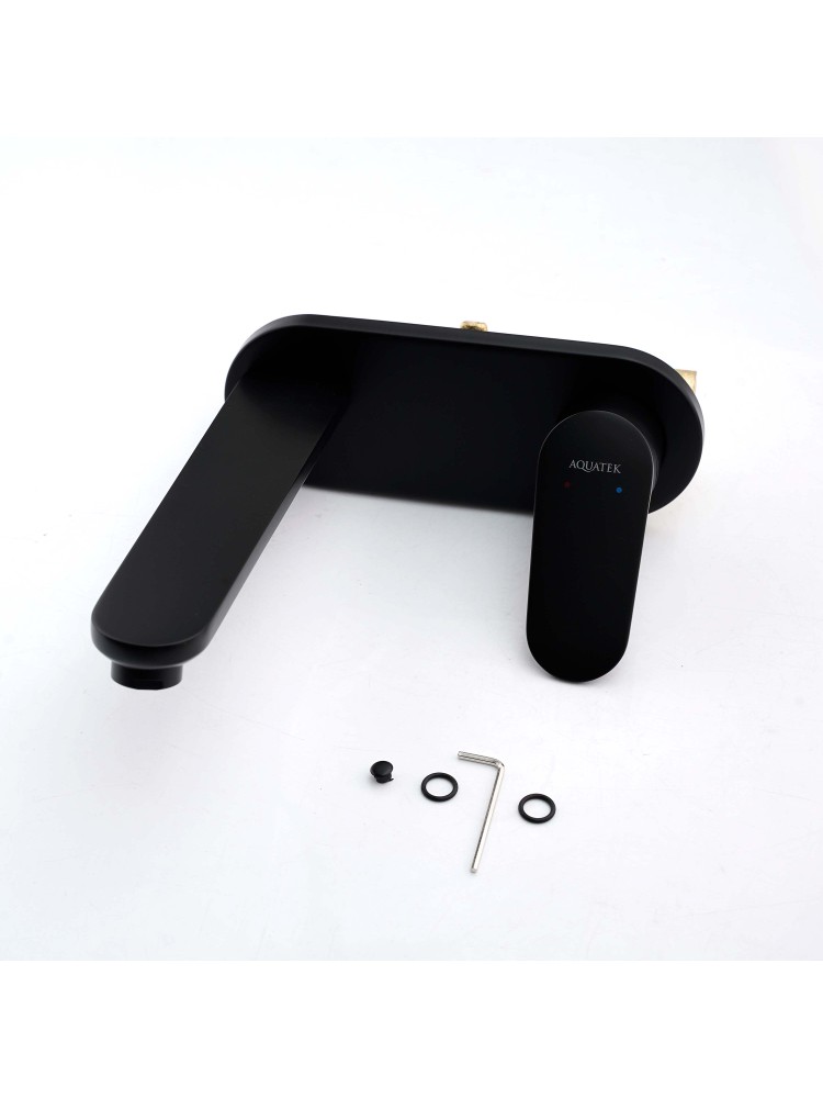 Смеситель для раковины Aquanet Ника настенный скрытого монтажа матовый черный AQ1813MB