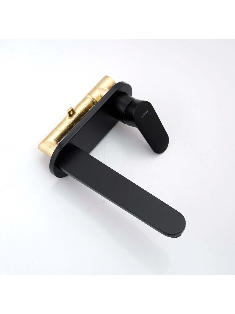 Смеситель для раковины Aquanet Ника настенный скрытого монтажа матовый черный AQ1813MB