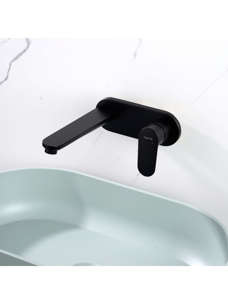 Смеситель для раковины Aquanet Ника настенный скрытого монтажа матовый черный AQ1813MB