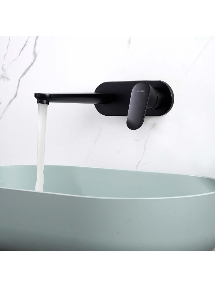 Смеситель для раковины Aquanet Ника настенный скрытого монтажа матовый черный AQ1813MB