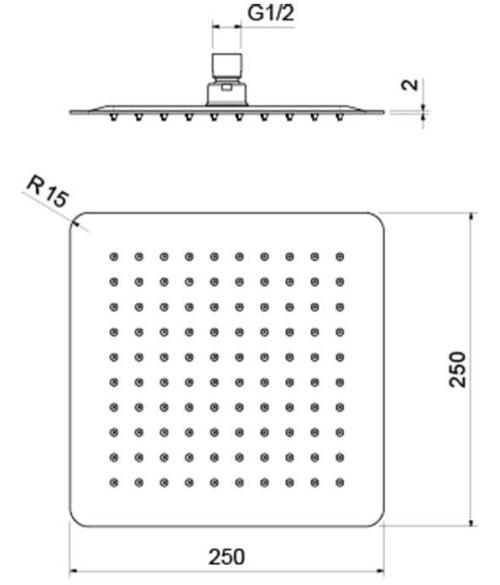 Верхний душ Aquanet AQ2072MB квадратный 250х250х2 мм матовый черный AQ2072MB