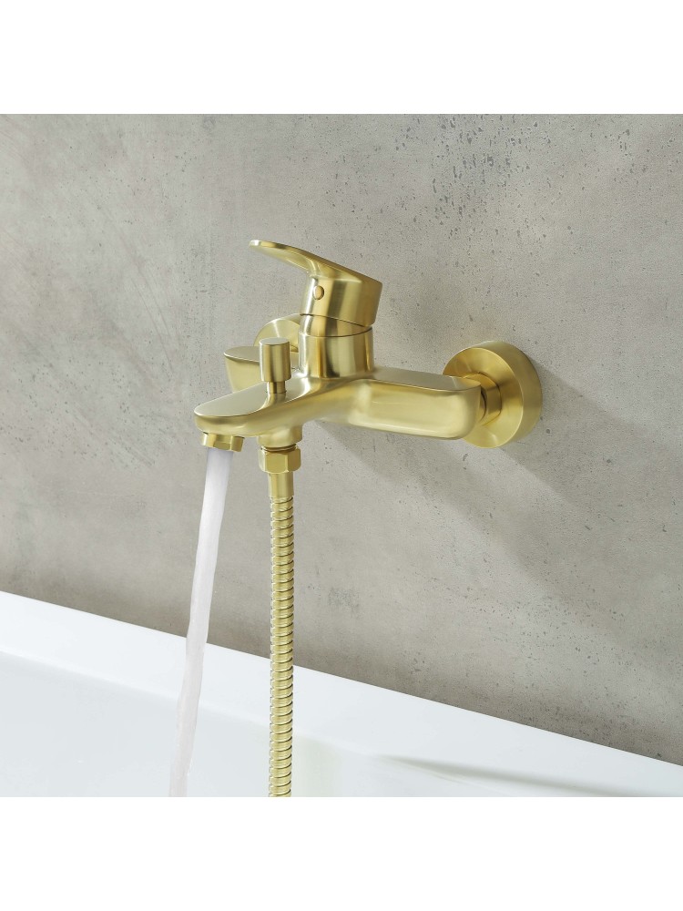 Смеситель для ванны Aquanet Ника шлифованное золото AQ1840BG