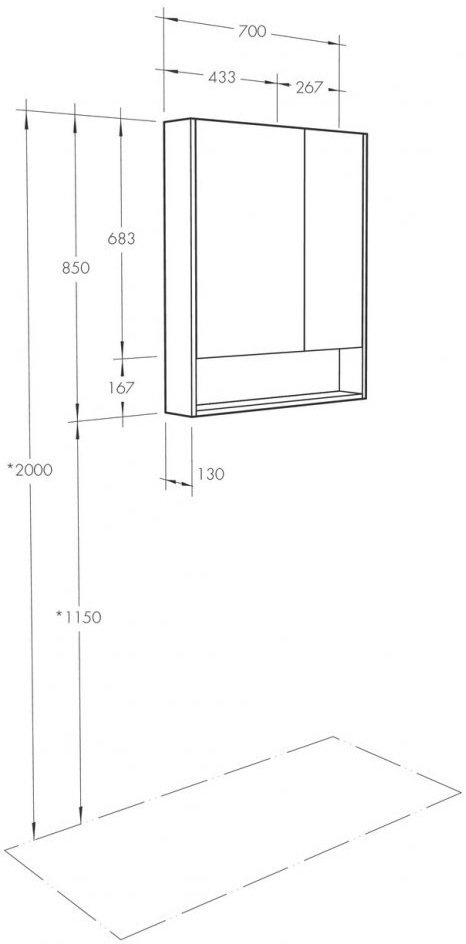 Зеркальный шкаф Aquaton Сканди 70 Белый / Дуб Верона 1A252202SDB20
