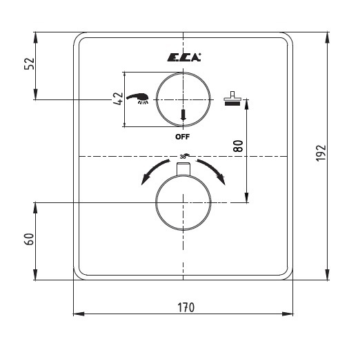 Смеситель для ванны термостатический TRES внешняя часть 102167215EX-KDE
