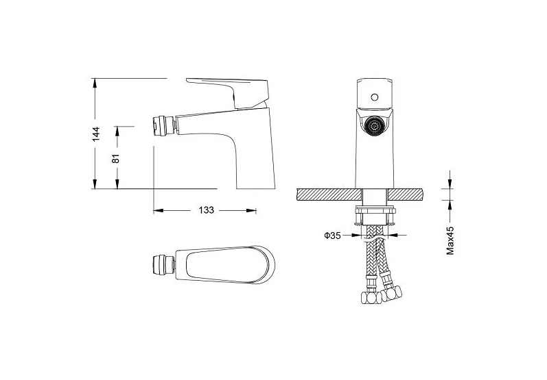 Смеситель для биде AQUATEK БЕТТА оружейная сталь AQ1118BGM