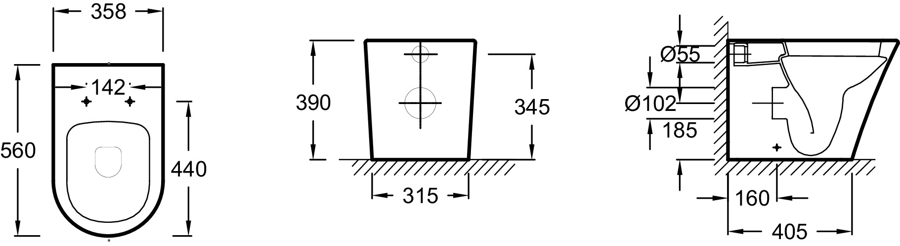 Унитаз приставной Jacob Delafon Rodin+ со стандартным ободом EDAA102-00