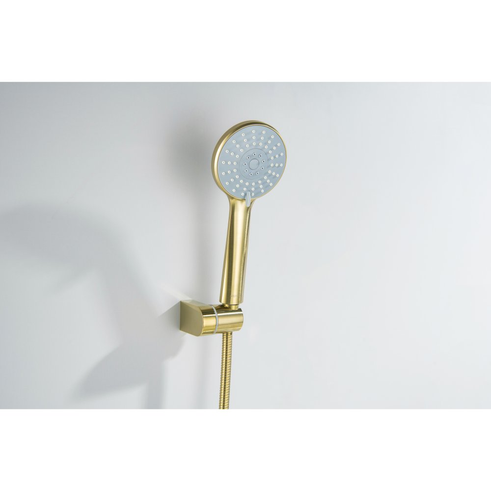 Смеситель для ванны Aquanet Oberon с душевым набором 3jet шлифованное золото AQ1249BG