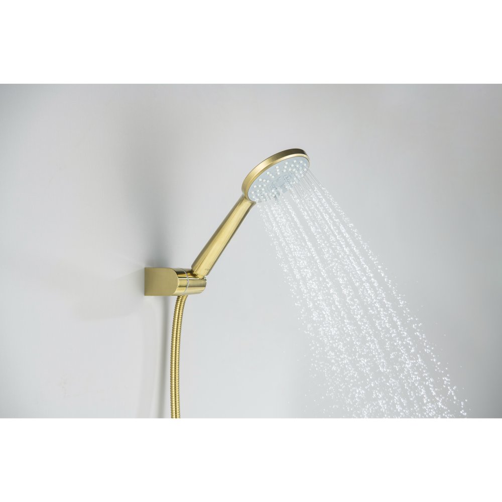 Смеситель для ванны Aquanet Oberon с душевым набором 3jet шлифованное золото AQ1249BG