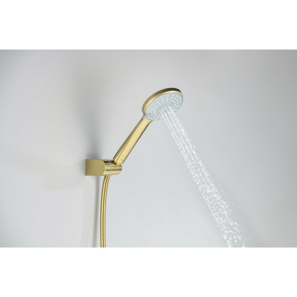 Смеситель для ванны Aquanet Oberon с душевым набором 3jet шлифованное золото AQ1249BG