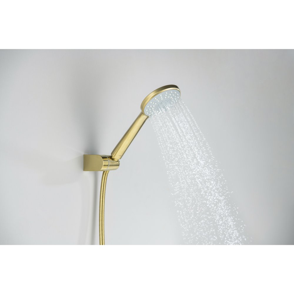 Смеситель для ванны Aquanet Oberon с душевым набором 3jet шлифованное золото AQ1249BG