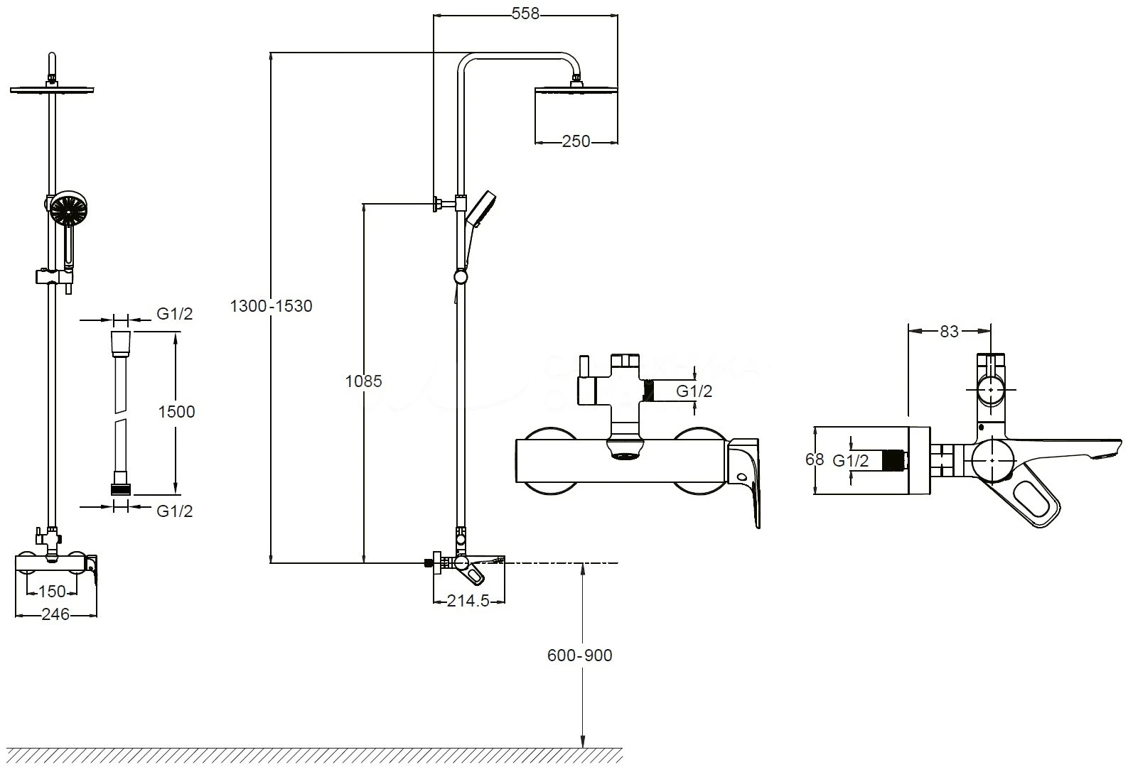 Душевая система Jacob Delafon Aleo E26809-CP