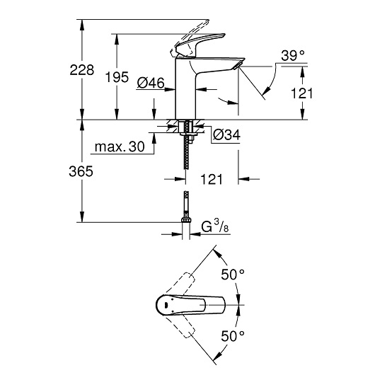Смеситель для раковины GROHE Eurosmart M-Size хром 23324003