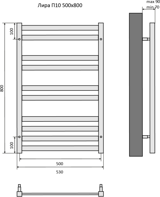 Полотенцесушитель водяной Aquatek Лира П10 500х800 мм хром AQ KP1080CH