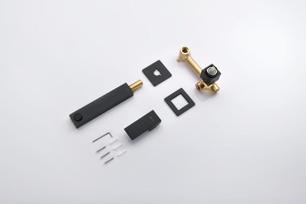 Смеситель для раковины Aquanet Либра настенный встраиваемый (внешняя и скрытая часть) матовый черный AQ1613MB