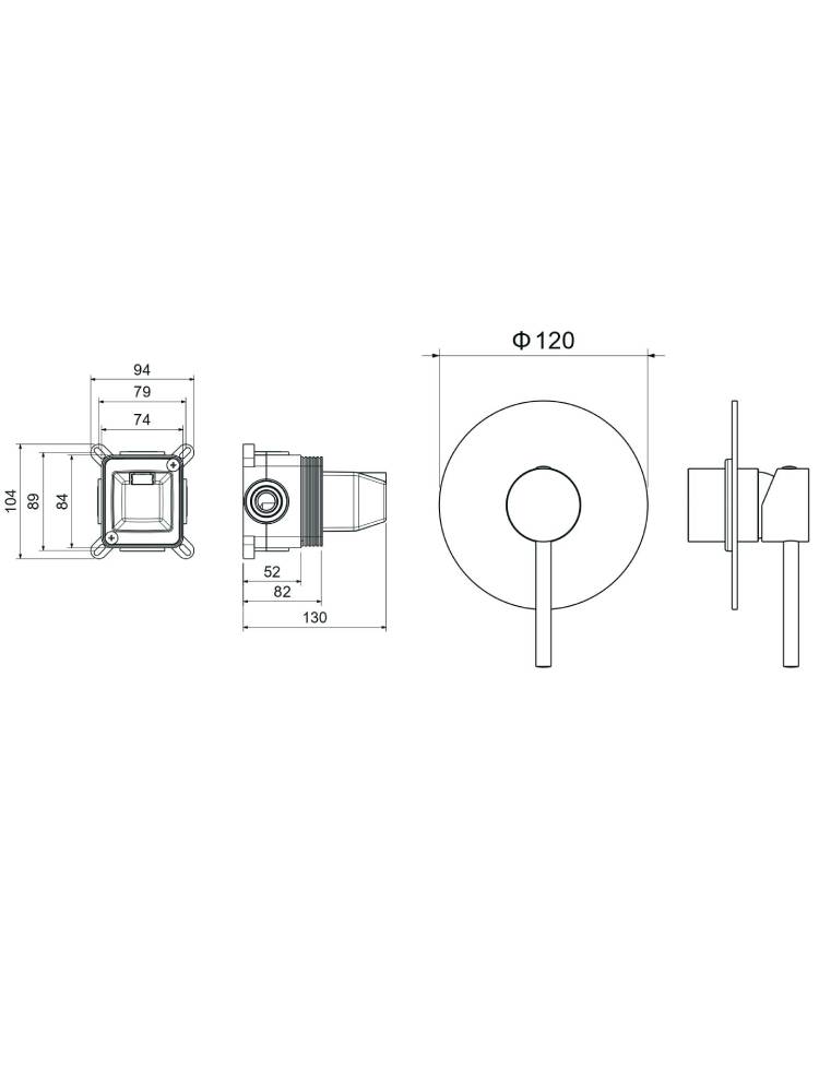 Смеситель для душа скрытого монтажа Aquanet Европа 1 режим оружейная сталь AQ1366BGM
