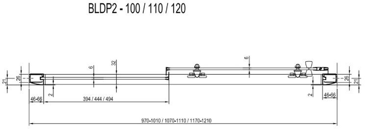Душевая дверь раздвижная RAVAK Blix BLDP2-120 блестящий Transparent 0PVG0C00Z1
