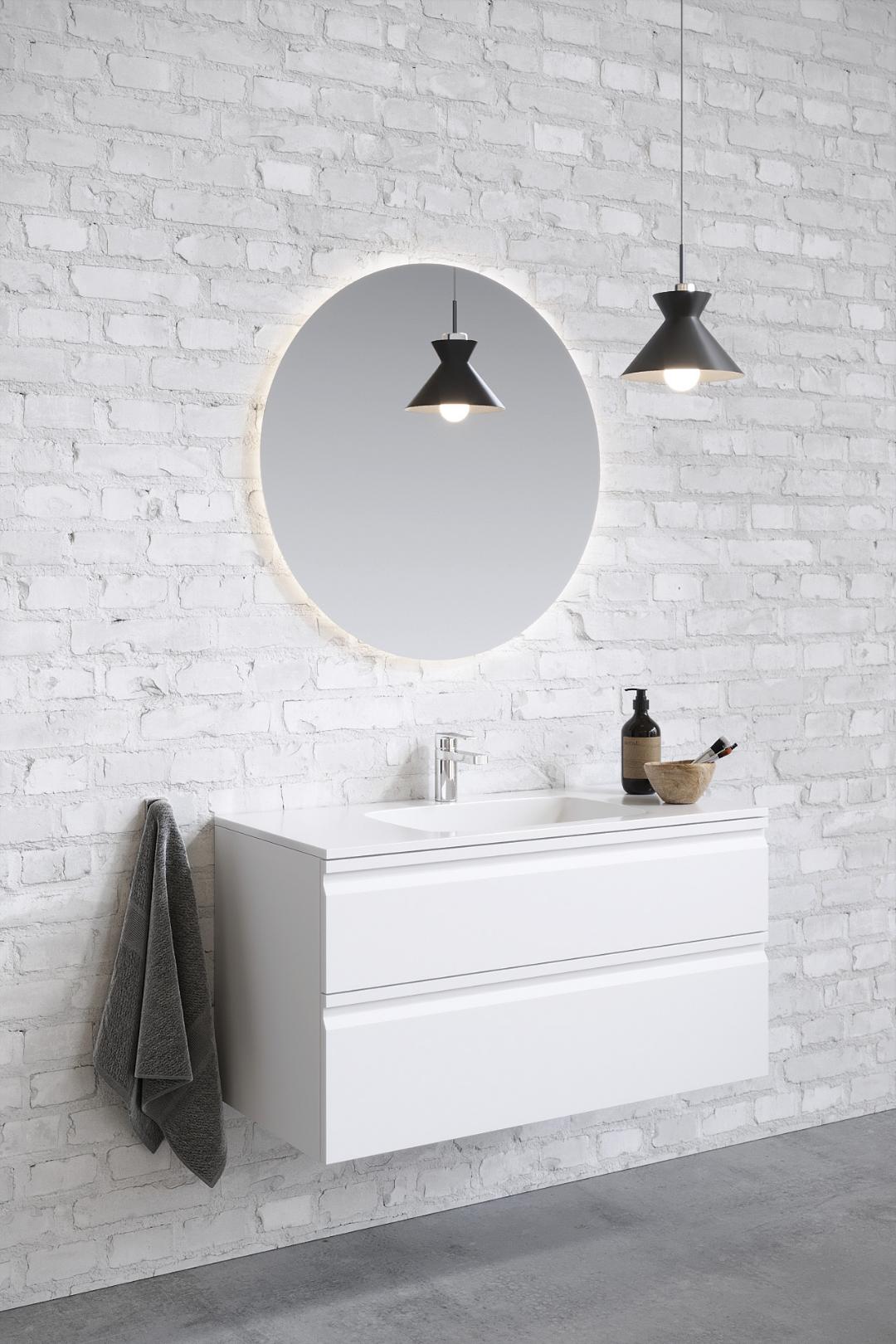 Комплект мебели для ванной AQUATON ВЕГА 100 с раковиной AQ4100-00 белый матовый AQ77100-MW