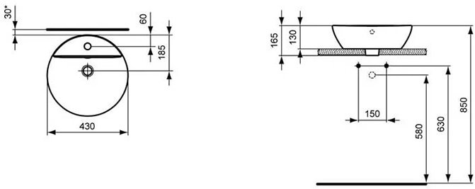 Раковина-чаша Ideal Standard Connect Sphere 43 см E804001