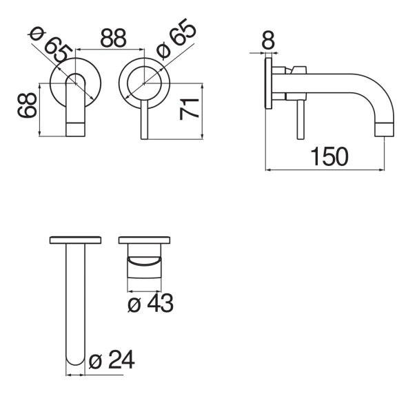 Смеситель для раковины Nobili LIVE внешняя часть шлифованный хром LV00199IX