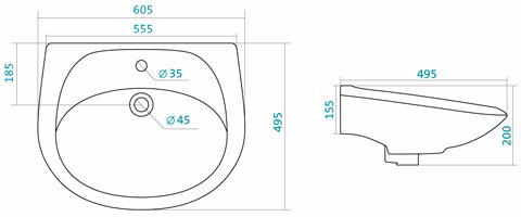 Умывальник Santek Бриз 60 см 1.WH11.0.466