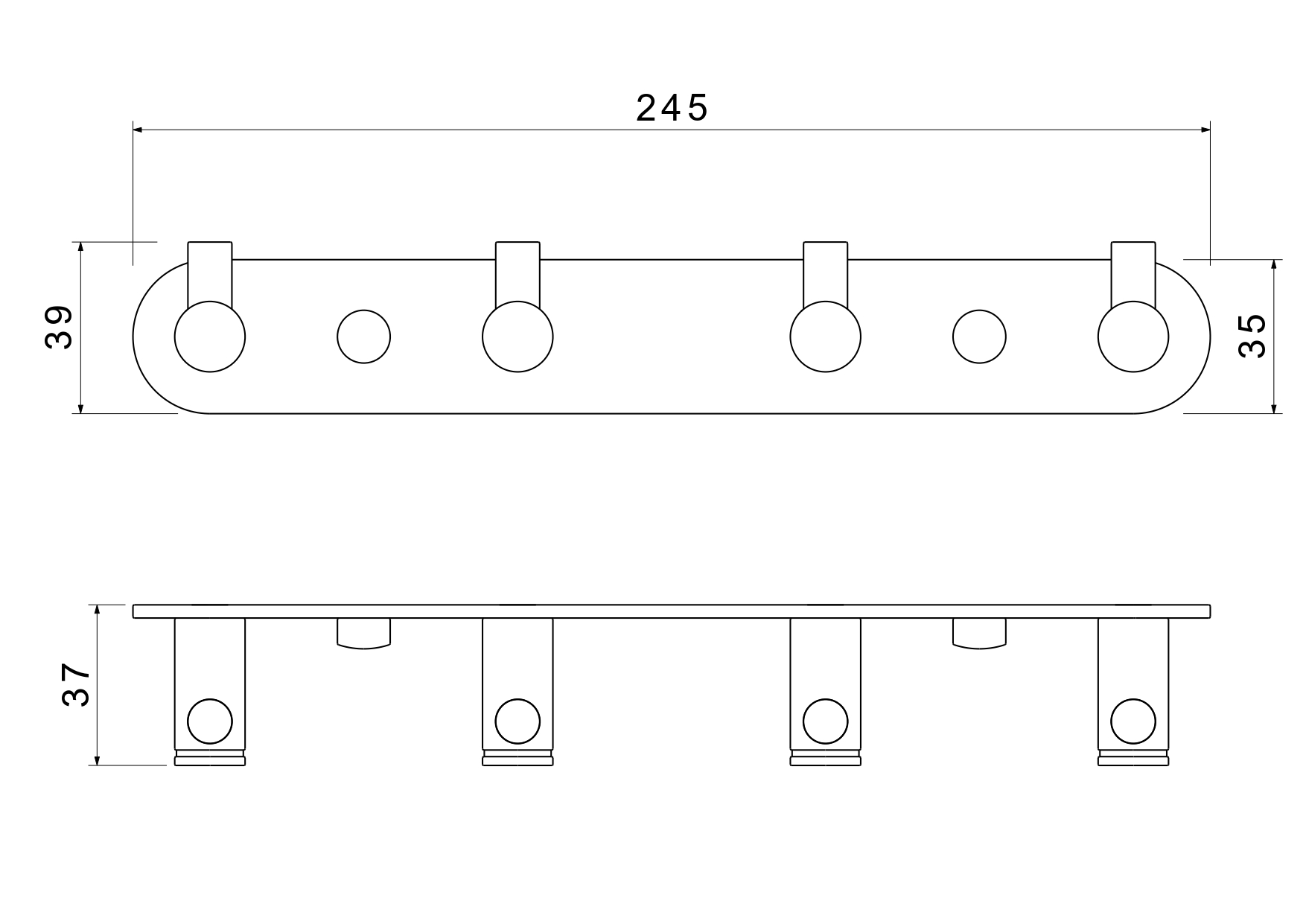 Планка с 4 крючками Aquanet Europa оружейная сталь AQ4123BGM