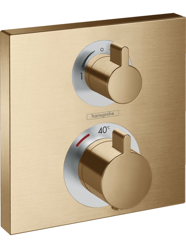 Комплект термостатического смесителя для душа Hansgrohe Ecostat Square шлифованная бронза 15714140/01800180 15714140S