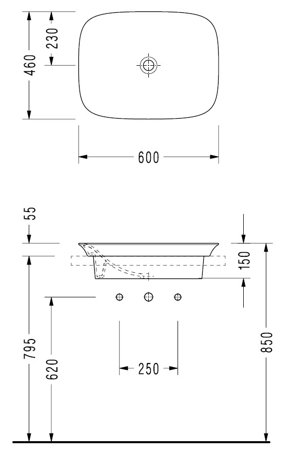 Раковина встраиваемая сверху Serel HERA 46х60 см HR33DXS110H