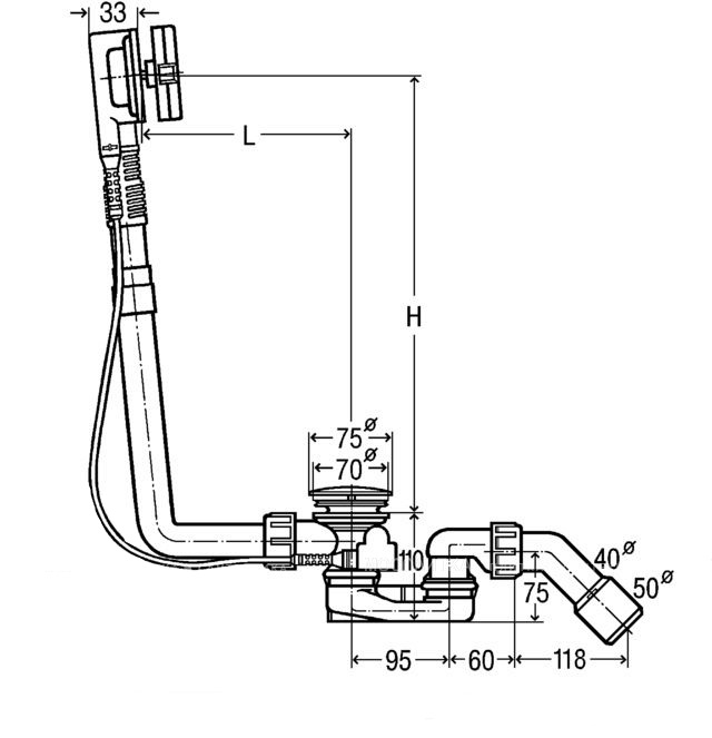 Слив-перелив Viega Multiplex Visign M5 40/50х725 мм модель 6163.45 138561