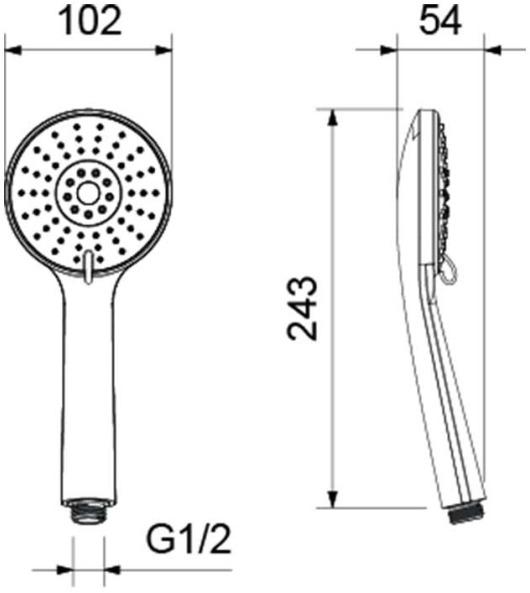 Ручной душ Aquanet Бетта 100 3jet матовый черный AQ2009MB