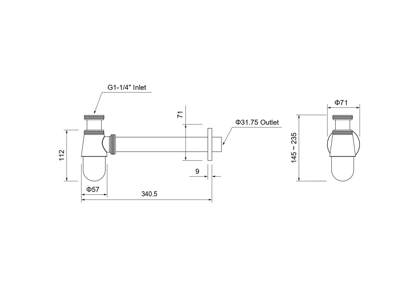 Сифон для раковины Aquatek шлифованное золото AQ6014BG