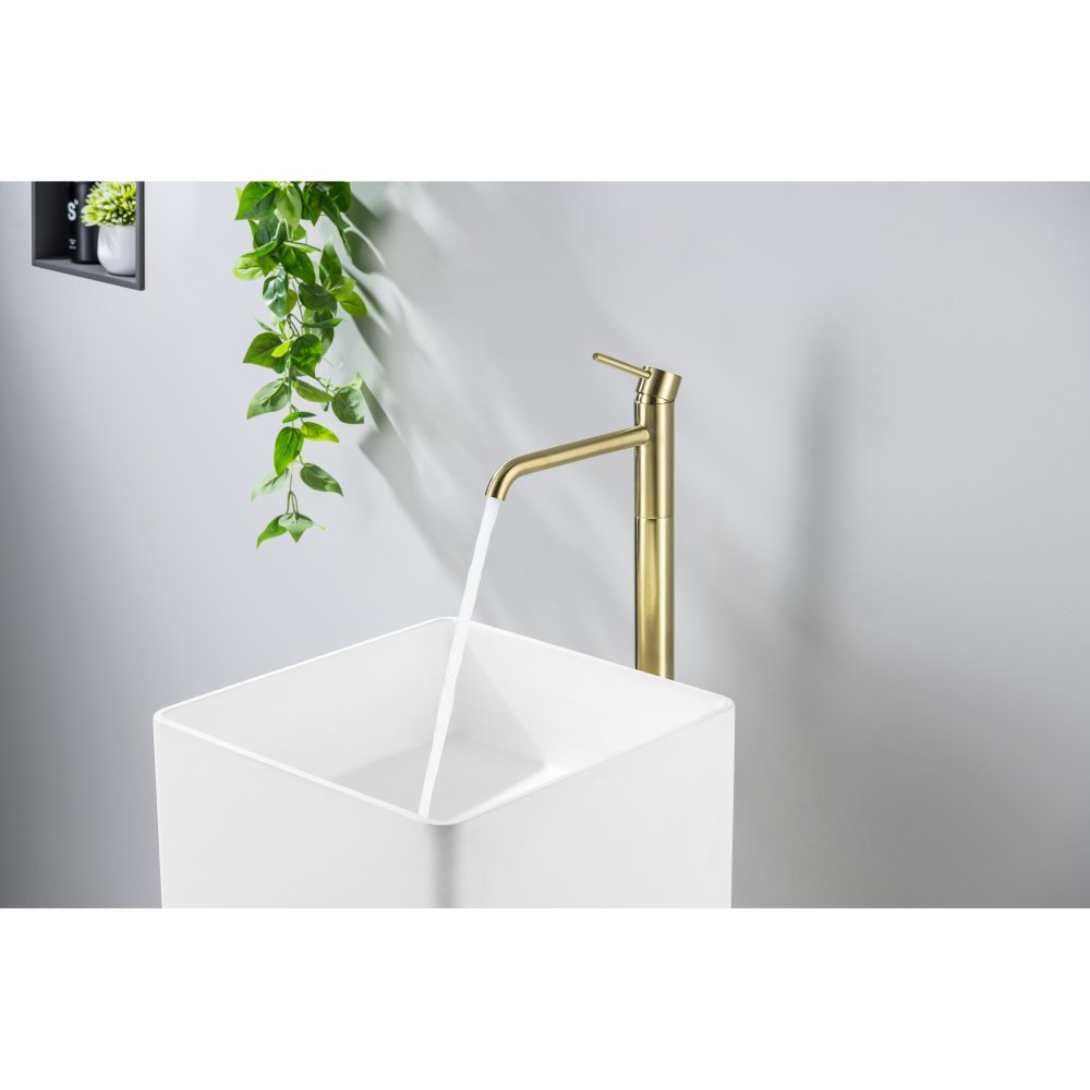 Смеситель для раковины напольный Aquanet Europa шлифованное золото AQ1309BG