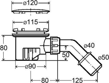 Сифон для душевого поддона Viega Tempoplex 90 мм хром 364786