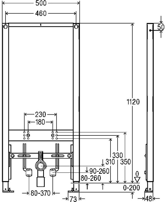 Инсталляция для подвесного биде Viega Prevista Dry 1120 мм модель 8568 776442