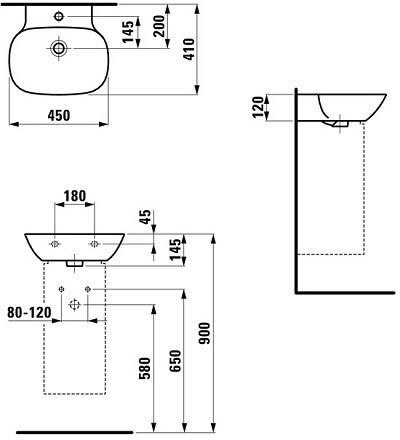 Раковина Laufen Ino 450х410х120 мм SaphirKeramik 8.1530.1.000.104.1