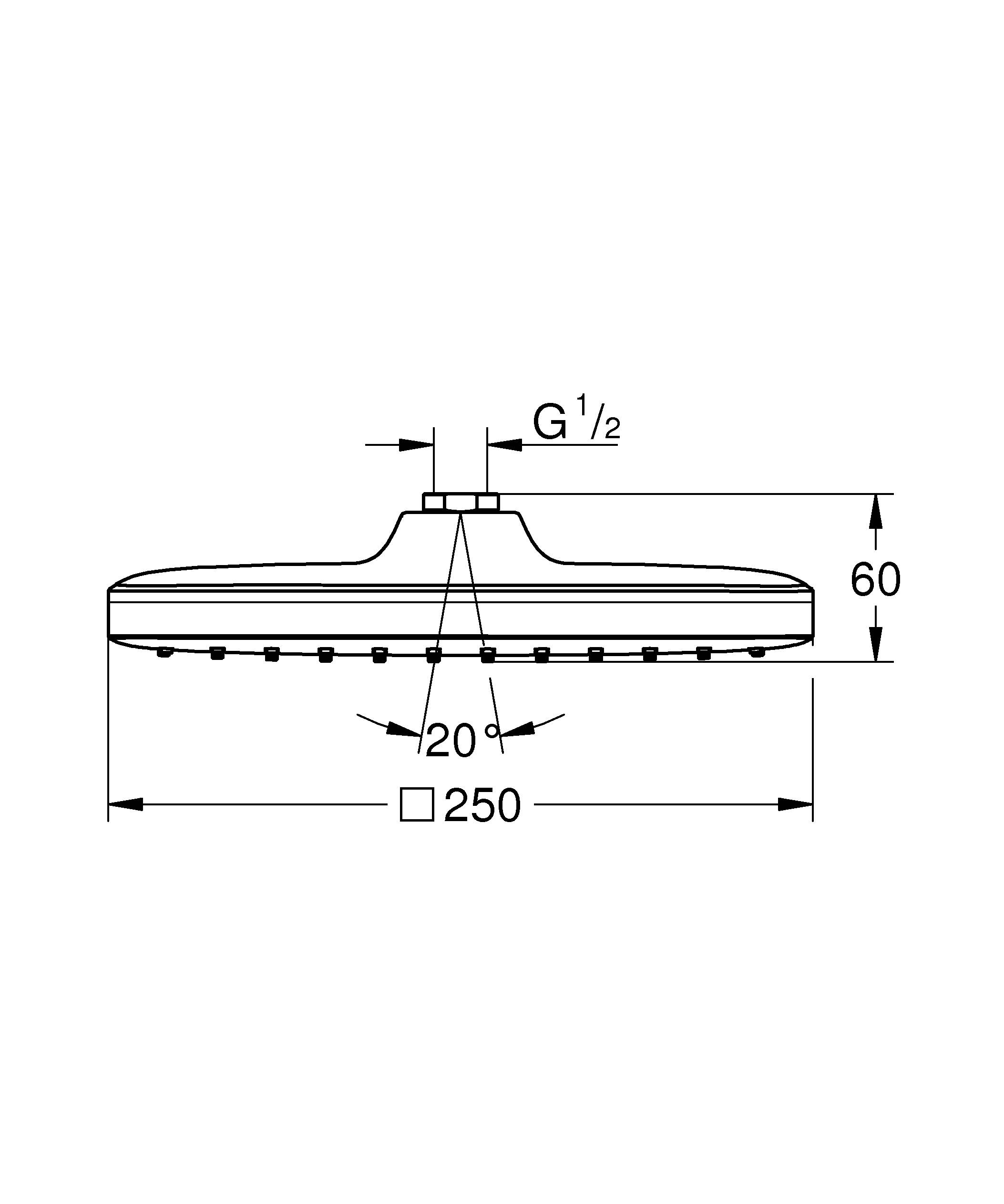 Верхний душ GROHE Tempesta 250 Cube квадратный хром 26681000