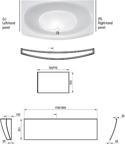 Боковая панель для ванны RAVAK Evolution 70 правая белая CZ85100A00