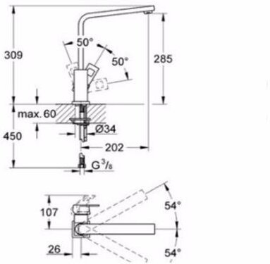 Смеситель для кухни GROHE Eurocube хром 31255000