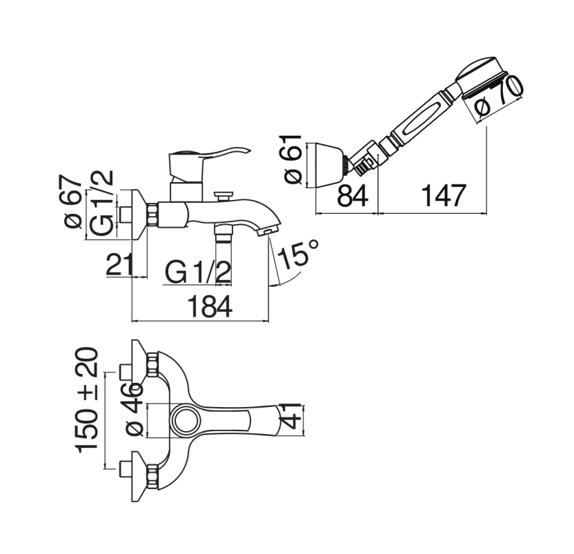 Смеситель для ванны TopZero Sofi с душевым набором SI98110CR