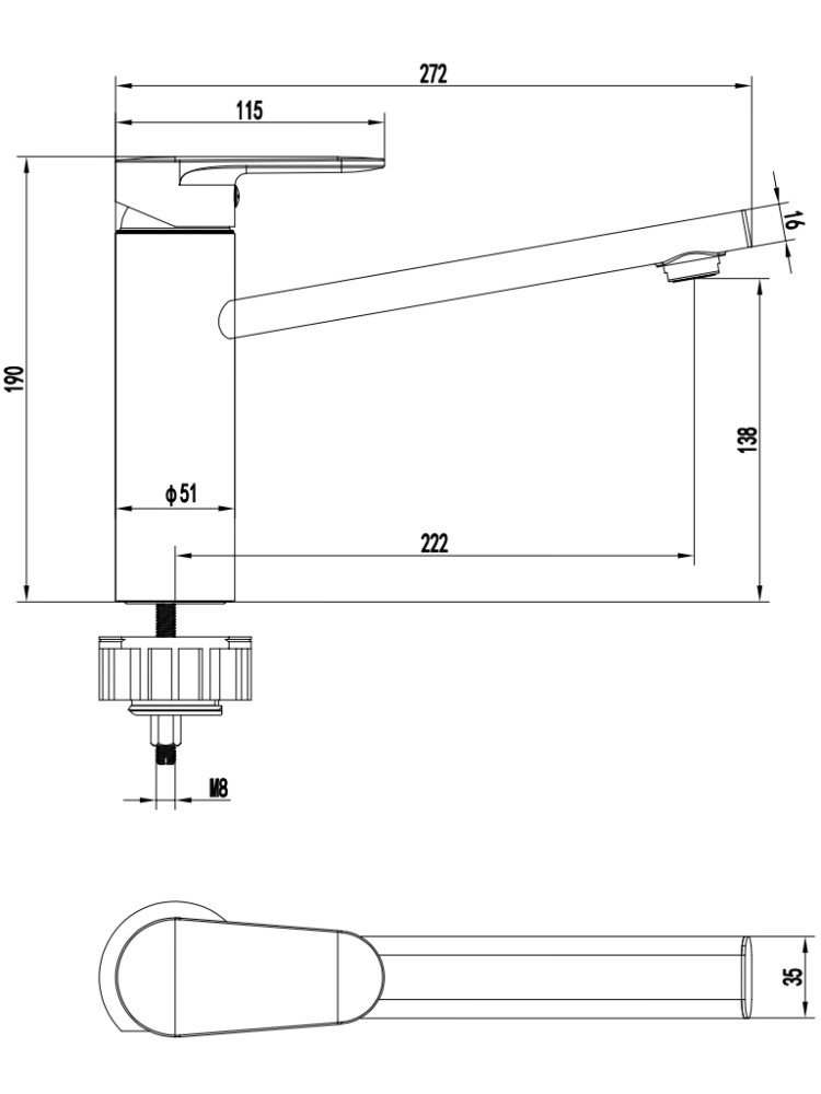 Смеситель для кухни Aquanet Ника матовый черный AQ1880MB