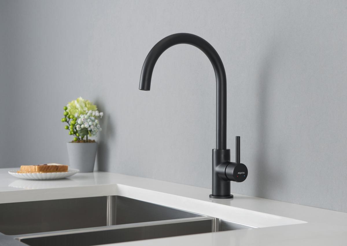 Смеситель для кухни Aquanet Европа матовый черный AQ1382MB
