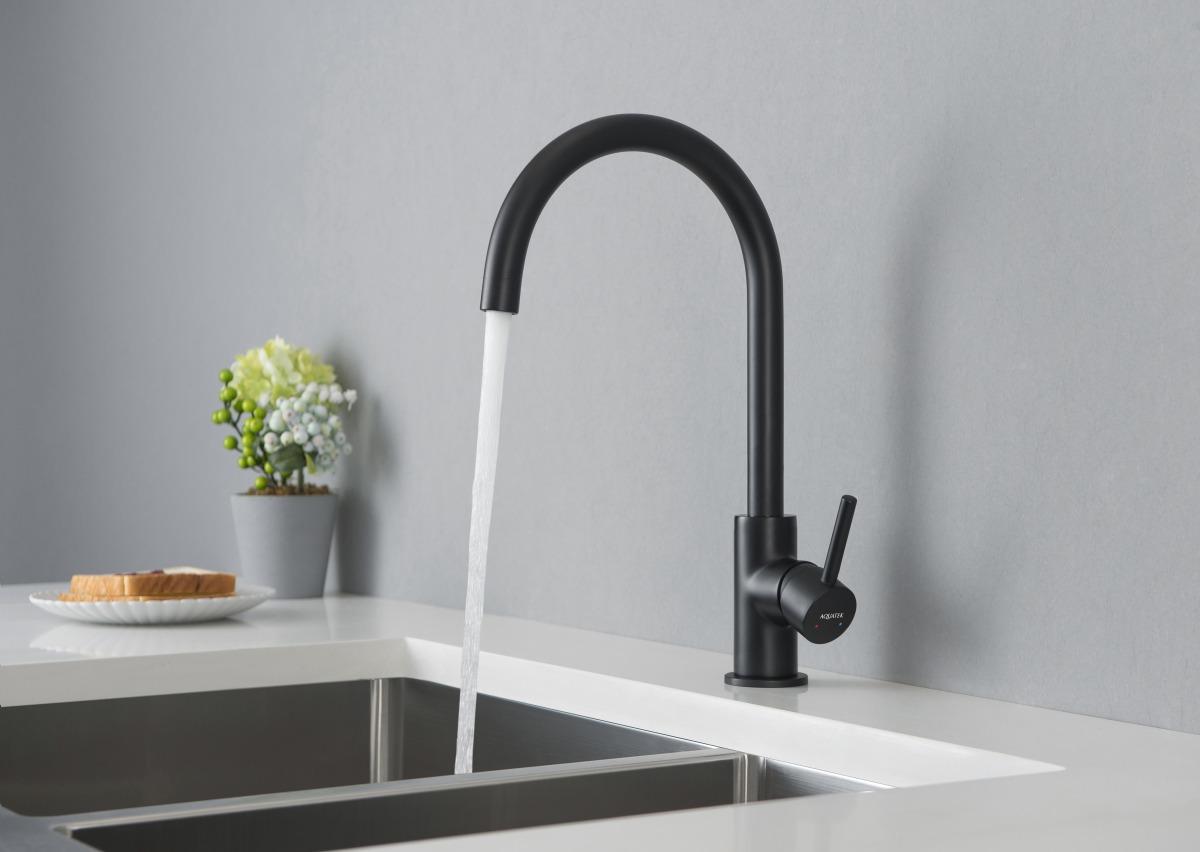 Смеситель для кухни Aquanet Европа матовый черный AQ1382MB