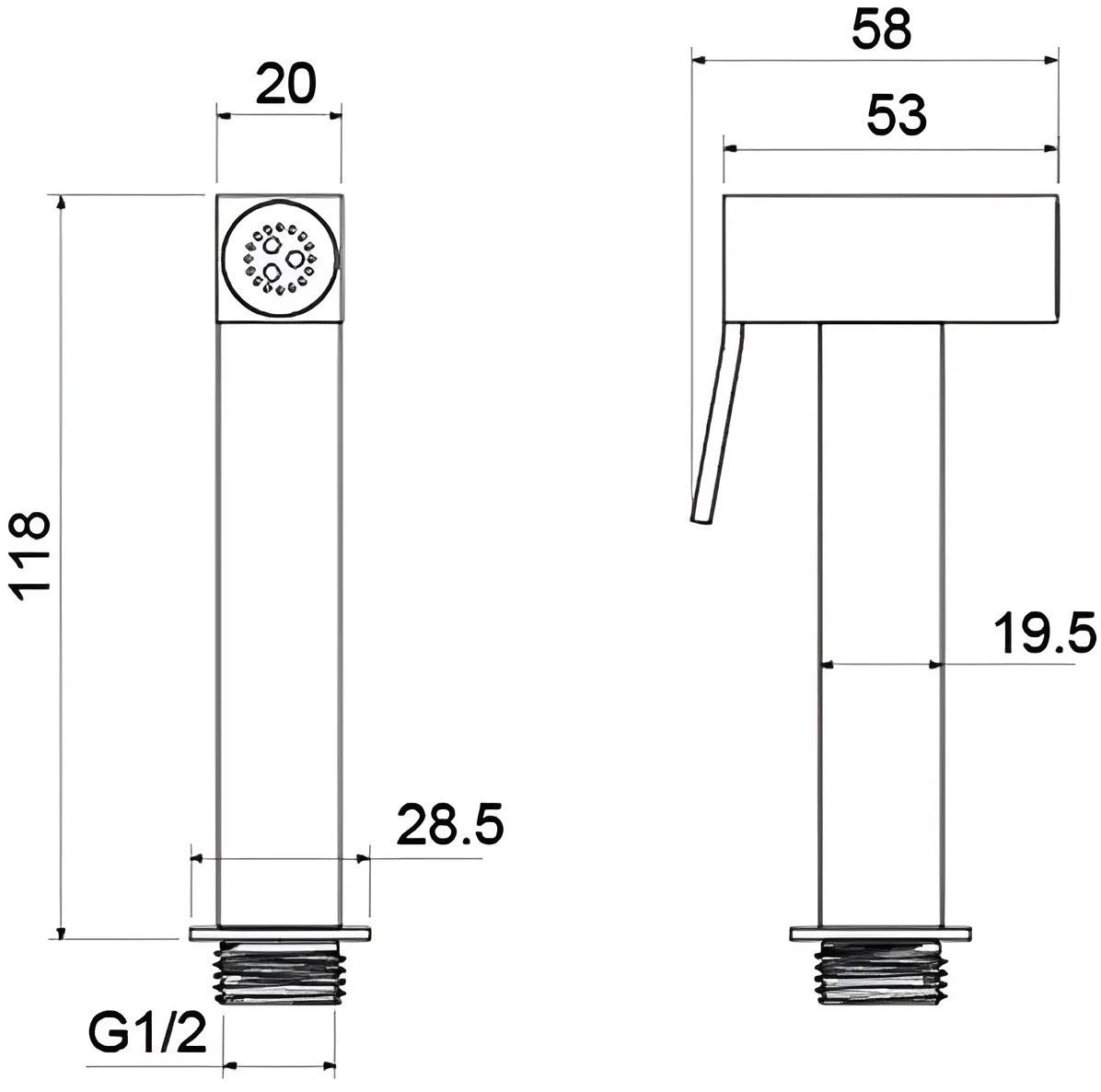 Гигиеническая лейка Aquanet матовый черный AQ2058MB