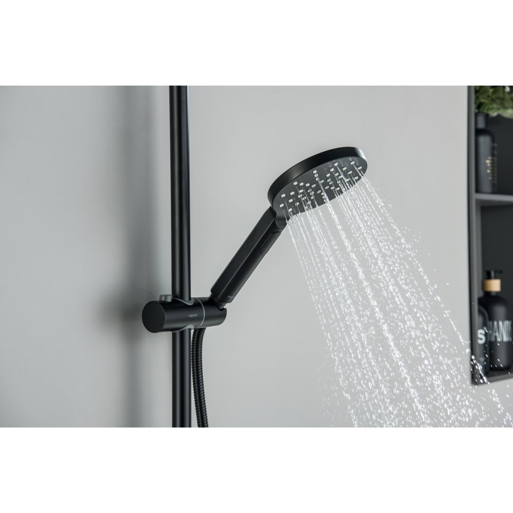Душевая система со смесителем для душа Aquanet Бетта 220 мм матовый черный AQ2160MB